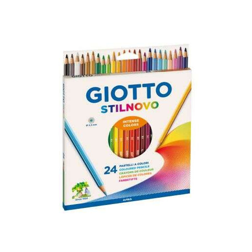 Giotto Stilnovo Pack de 24 Lapices Hexagonales de Colores - Mina 3.3mm - Madera - Colores Surtidos