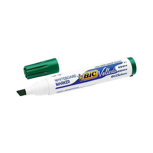 Bic Velleda 1751 ECOlutions Marcadores para Pizarra - Punta Biselada - Trazo entre 3mm y 5.5mm - Tinta con Base de Alcohol - Ecologico - Borrado Optimo - Color Verde