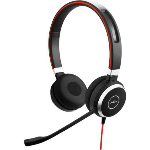 Jabra Evolve 40 MS Auriculares con Microfono USB/3.5mm - Cancelacion Pasiva de Ruido - Diadema Ajustable - Controles en Cable - Color Negro