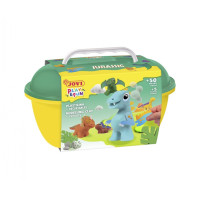 Jovi Play & Fun Cofre Jurassic con 24 Barras de Plastilina 15gr + Modeladores + Recortables - Sin Gluten - Base Vegetal - No se Seca - Colores Surtidos