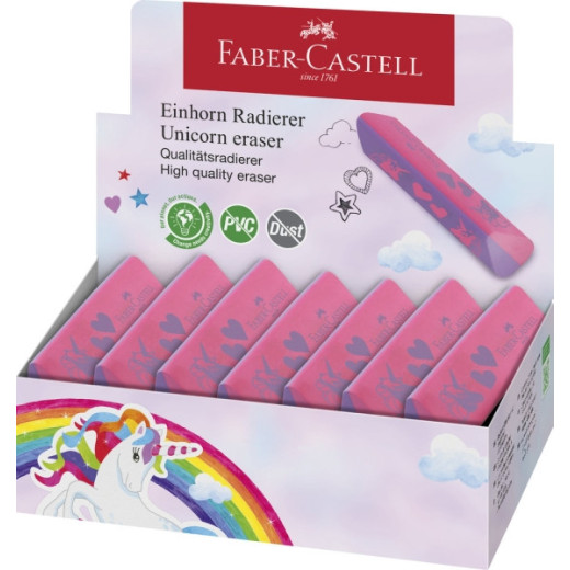 Faber-Castell Unicornio Goma de Borrar sin PVC - Forma Triangular Ergonomica - Sin Residuos - Borrado Limpio y Facil