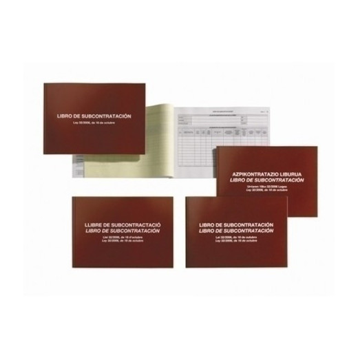 Miquel Rius Libro de Subcontratacion Catalan-Valenciano/Castellano - Tamaño A4 Apaisado - 20 Hojas 56gr Autocopia Foliado - Cubiertas en Cartulina