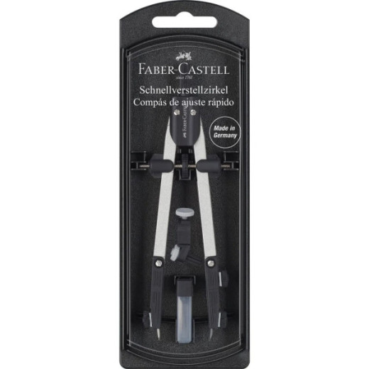 Faber-Castell Compas de Ajuste Rapido - Articulaciones en ambos Brazos - Accesorios de Recambio - Adaptador Universal