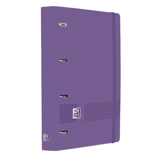 Oxford Europeanbinder Live & Go A4+ Carpeta Tamaño A4+ con Recambio de 100 Hojas Cuadricula 5x5mm - Tapa de Plastico Polyfoam - Cierre con Goma - Color Lila