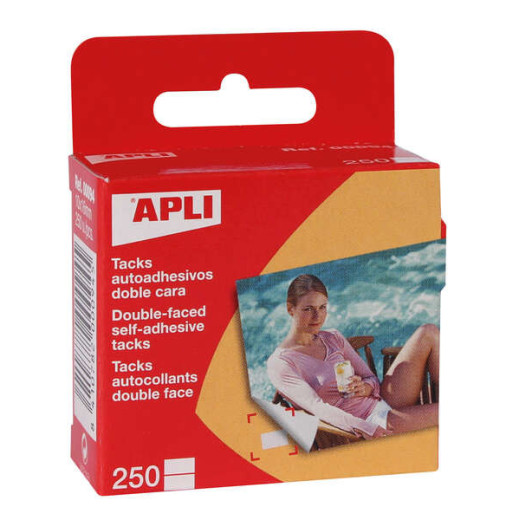 Apli Pack de 250 Tacks Autoadhesivos Doble Cara 10x16mm - Ideal para Fotos