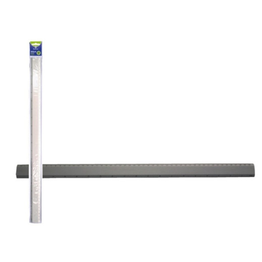 Bismark Regla Milimetrada 50cm - Fabricada en Aluminio - Con Bisel para las Lineas a Tinta - Color Aluminio