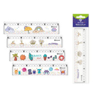 Bismark Regla 20cm con Bolitas de Colores en su Interior - Fabricada en Plastico - Ideal para Colegio - 4 Diseños Diferentes