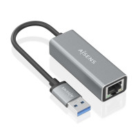 Aisens Conversor USB 3.0 a Ethernet Gigabit 10/100/1000 MBPS - 15cm - Color Gris