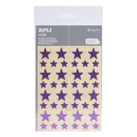 Apli Gomets Estrella Holograficos - Tamaño 12.5mm y 19.5mm - Adhesivo Permanente - 120 Unidades por Bolsa - Desarrollo de Habilidades y Creatividad - Color Lila