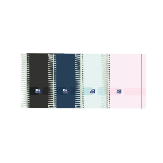 Oxford Live & Go Agenda Escolar 25/26 Espiral Semana Vista - Tamaño 8º - Tapa de Plastico Opaco - Esquinas Microperforadas - Espacio para Notas - Cierre con Goma - Colores Surtidos