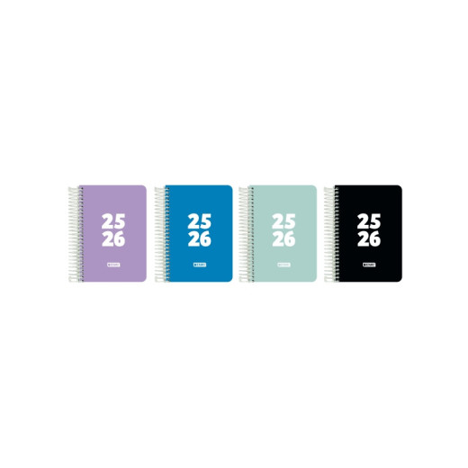 Enri Teens Agenda Escolar 25/26 Espiral Dia Pagina - Tamaño 8º - Tapa de Plastico - Esquinas Microperforadas - Espacio para Notas - Colores Surtidos