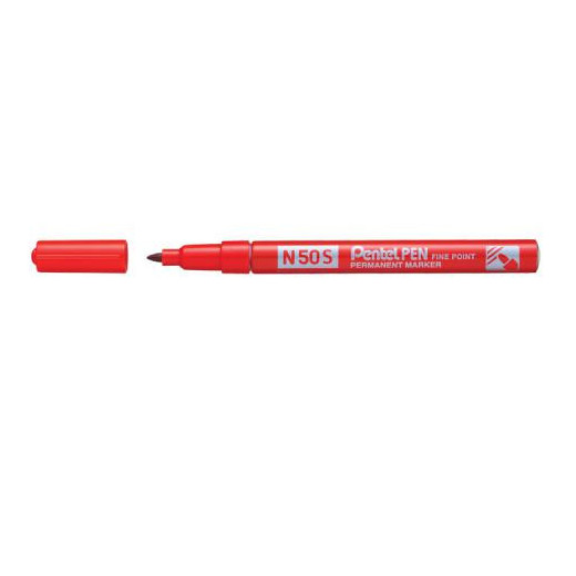 Pentel Pen N50S Rotulador Permanente - Punta Fina 3.18mm - Resistente a Agua y Luz - Color Rojo