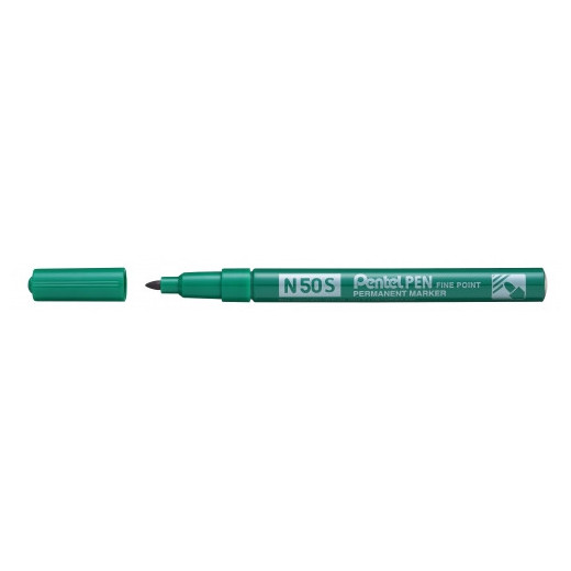 Pentel Pen N50S Rotulador Permanente - Punta Fina 3.18mm - Resistente a Agua y Luz - Color Verde