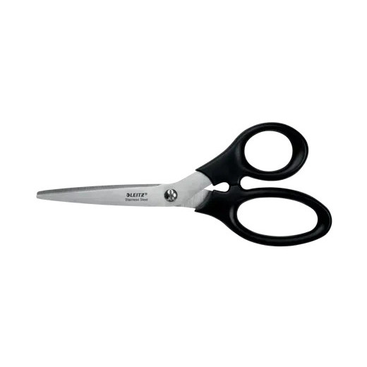 Leitz Tijeras de Acero Inoxidable 18.5cm - Agarre Ergonomico - Color Negro