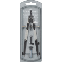 Faber-Castell Compas de Ajuste Rapido 3.5mm - Articulaciones en ambos Brazos - Para Circunferencias de hasta Ø 390mm - Accesorios de Recambio - Adaptador Universal