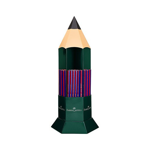 Faber-Castell Janus 2160 Expositor de 120 Lapices Finos Bicolor Hexagonales - Ecologico - Resistente a la Rotura - Color Rojo/Azul