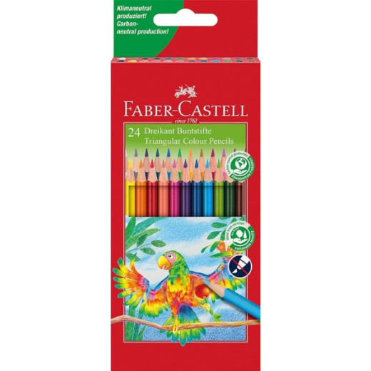 Faber-Castell Super Mine Ergonomics Pack de 24 Lapices de Colores Triangulares Ergonomicos - Mina de 4mm - Resistencia a la Rotura - Colores Surtidos