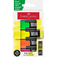 Faber-Castell TXTLNR Pack de 4 Marcadores Fluorescentes - Punta Biselada - Trazo entre 1