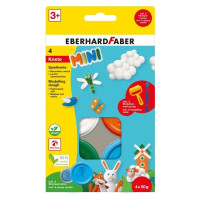 Eberhard Faber Mini Kids Pack con 4 Botes 50gr de Pasta de Modelar + 2 Herramientas - 90% Ingredientes Naturales - Facil de Lavar - Colores Blanco