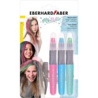 Eberhard Faber Pack de 3 Tizas Metallic para el Cabello + 1 Mini Peine - Aplicar sobre el Cabello Seco - Utilice el Peine para Dispensar el Color - Facil de Lavar - Colores Rosa