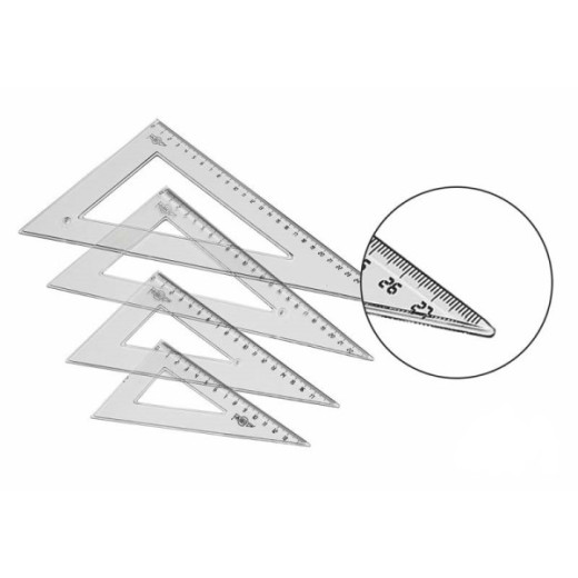 Faibo Cartabon Escolar Graduado de 25cm - Biselado y Reborde para Tinta - Transparente