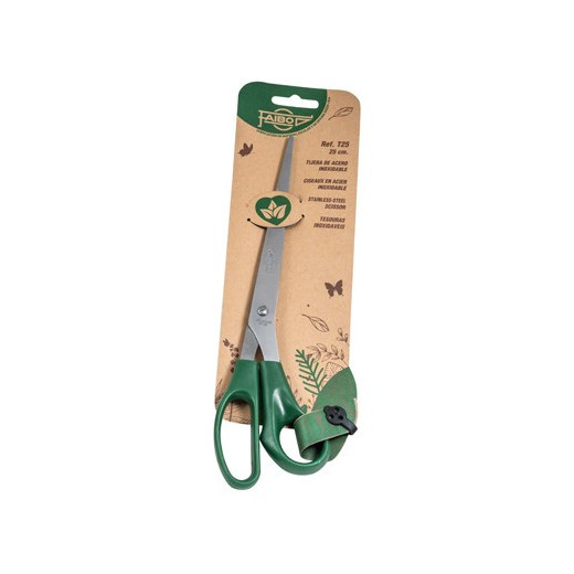 Faibo Tijeras de Oficina 25cm - Acero Inoxidable - Empuñadura Ergonomica - Punta Roma - Color Verde Oscuro