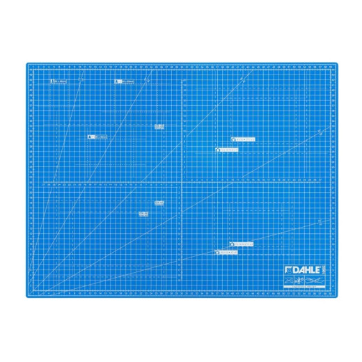 Dahle 10692 Plancha de Corte A2 45x60cm - 5 Capas con Nucleo Resistente al Corte - Lineas de Orientacion - Color Azul