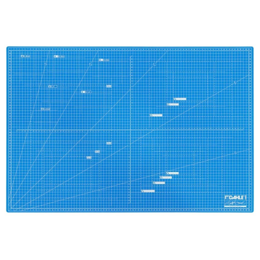Dahle 10693 Plancha de Corte A1 60x90cm - 5 Capas con Nucleo Resistente al Corte - Lineas de Orientacion - Color Azul