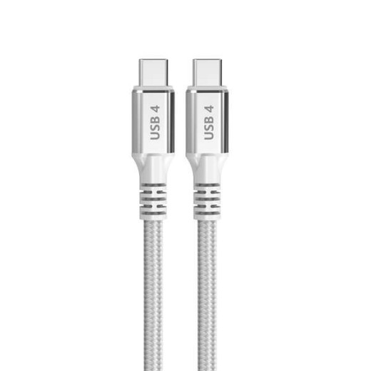 DCU Tecnologic Cable USB 4 Tipo C a USB Tipo C - 1.5m - Carga Rapida de 240W y Transferencia de Datos de 40G - Color Blanco