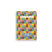 Dohe Playmobil Unite As One Cuaderno Espiral A5 80 Hojas Cuadricula 4mm - Tapa Rigida Impresa a todo Color - Guardas Impresas