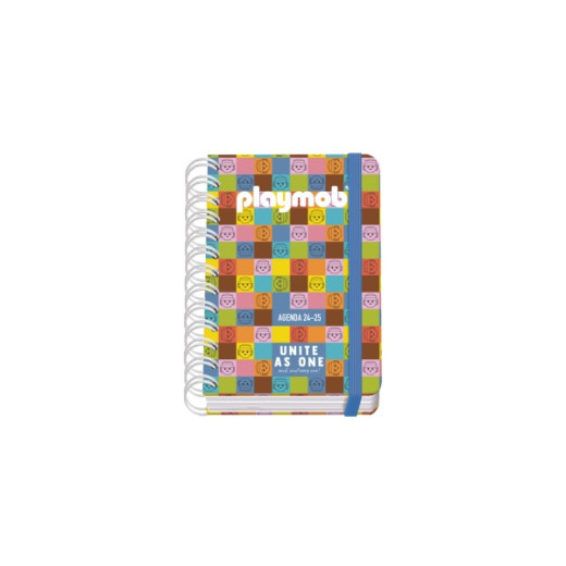 Dohe Playmobil Unite As One Agenda Escolar 25/26 Espiral Wire?o A6 - Dia Pagina - Papel 80g/m2 - 4 Hojas de Pegatinas - Cubierta de Carton Plastificado - Cierre con Goma Elastica