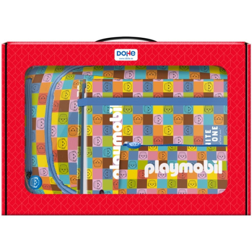 Dohe Playmobil Unite As OnePack de Mochila Grande + Carpeta A4 Recambio + Portatodo Triple - Todo en un Maletin Perfecto para Regalo