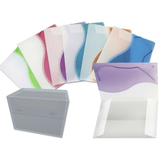 Yes Pack de 6 Carpeta A4+ con Solapas - Polipropileno Translucido - Cierre de Gomas - Colores Surtidos