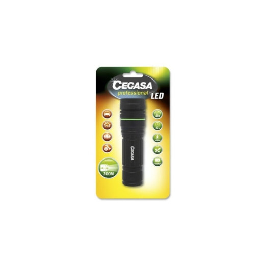 Cegasa Profesional Linterna Led 400lm - Medidas 12 x 4cm - Fabricada en Aluminio - Funciona con 4 Pilas AAA (No Incluidas)