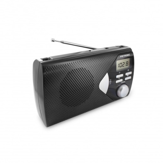 Metronic Radio Portatil AM/FM con Funcion Alarma - Pilas - Color Negro