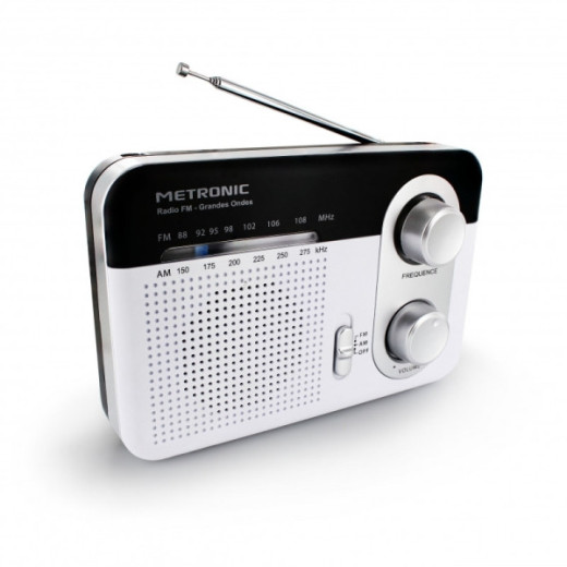 Metronic Radio Portatil AM/FM y Onda Larga - Colo blanco