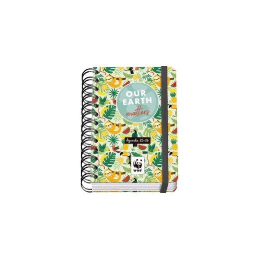 Dohe WWF Tropic Agenda Escolar 25/26 Espiral Wire?o A6 - Dia Pagina - Papel 80g/m2 - 4 Hojas de Pegatinas - Cubierta de Carton Plastificado - Cierre con Goma Elastica