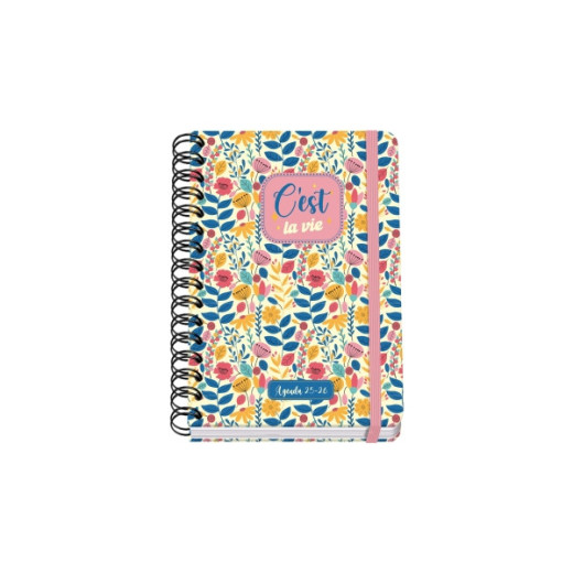 Dohe C´est la Vie Agenda Escolar 25/26 Espiral Wire?o A5 - Semana Vista - Papel 80g/m2 - 4 Hojas de Pegatinas - Cubierta de Carton Plastificado - Cierre con Goma Elastica