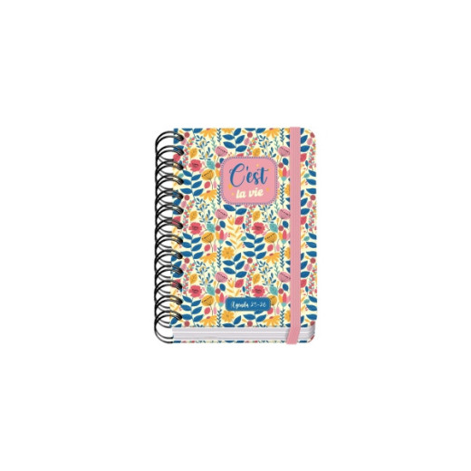 Dohe C´est la Vie Agenda Escolar 25/26 Espiral Wire?o A6 - Dia Pagina - Papel 80g/m2 - 4 Hojas de Pegatinas - Cubierta de Carton Plastificado - Cierre con Goma Elastica