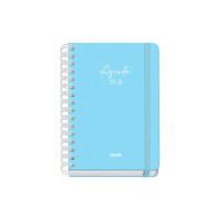 Dohe Serenity Agenda Escolar 25/26 Espiral Wire?o A5 - Semana Vista - Papel 80g/m2 - 4 Hojas de Pegatinas - Cubierta de Carton Plastificado - Cierre con Goma Elastica - Color Azul