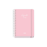 Dohe Serenity Agenda Escolar 25/26 Espiral Wire?o A5 - Semana Vista - Papel 80g/m2 - 4 Hojas de Pegatinas - Cubierta de Carton Plastificado - Cierre con Goma Elastica - Color Rosa