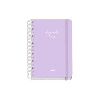 Dohe Serenity Agenda Escolar 25/26 Espiral Wire?o A5 - Semana Vista - Papel 80g/m2 - 4 Hojas de Pegatinas - Cubierta de Carton Plastificado - Cierre con Goma Elastica - Color Morado