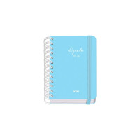 Dohe Serenity Agenda Escolar 25/26 Espiral Wire?o A6 - Dia Pagina - Papel 80g/m2 - 4 Hojas de Pegatinas - Cubierta de Carton Plastificado - Cierre con Goma Elastica - Color Azul