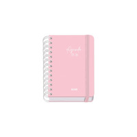 Dohe Serenity Agenda Escolar 25/26 Espiral Wire?o A6 - Dia Pagina - Papel 80g/m2 - 4 Hojas de Pegatinas - Cubierta de Carton Plastificado - Cierre con Goma Elastica - Color Rosa