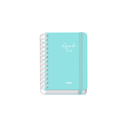 Dohe Serenity Agenda Escolar 25/26 Espiral Wire?o A6 - Dia Pagina - Papel 80g/m2 - 4 Hojas de Pegatinas - Cubierta de Carton Plastificado - Cierre con Goma Elastica - Color Verde