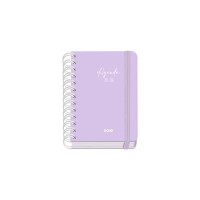 Dohe Serenity Agenda Escolar 25/26 Espiral Wire?o A6 - Dia Pagina - Papel 80g/m2 - 4 Hojas de Pegatinas - Cubierta de Carton Plastificado - Cierre con Goma Elastica - Color Morado