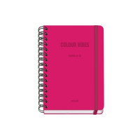 Dohe Colour Vibes Agenda Escolar 25/26 Espiral Wire?o A5 - Semana Vista - Papel 80g/m2 - 4 Hojas de Pegatinas - Cubierta de Carton Plastificado - Cierre con Goma Elastica - Color Rosa