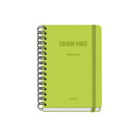 Dohe Colour Vibes Agenda Escolar 25/26 Espiral Wire?o A5 - Semana Vista - Papel 80g/m2 - 4 Hojas de Pegatinas - Cubierta de Carton Plastificado - Cierre con Goma Elastica - Color Verde Lima