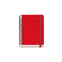 Dohe Colour Vibes Agenda Escolar 25/26 Espiral Wire?o A6 - Dia Pagina - Papel 80g/m2 - 4 Hojas de Pegatinas - Cubierta de Carton Plastificado - Cierre con Goma Elastica - Color Rojo