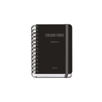 Dohe Colour Vibes Agenda Escolar 25/26 Espiral Wire?o A6 - Dia Pagina - Papel 80g/m2 - 4 Hojas de Pegatinas - Cubierta de Carton Plastificado - Cierre con Goma Elastica - Color Negro